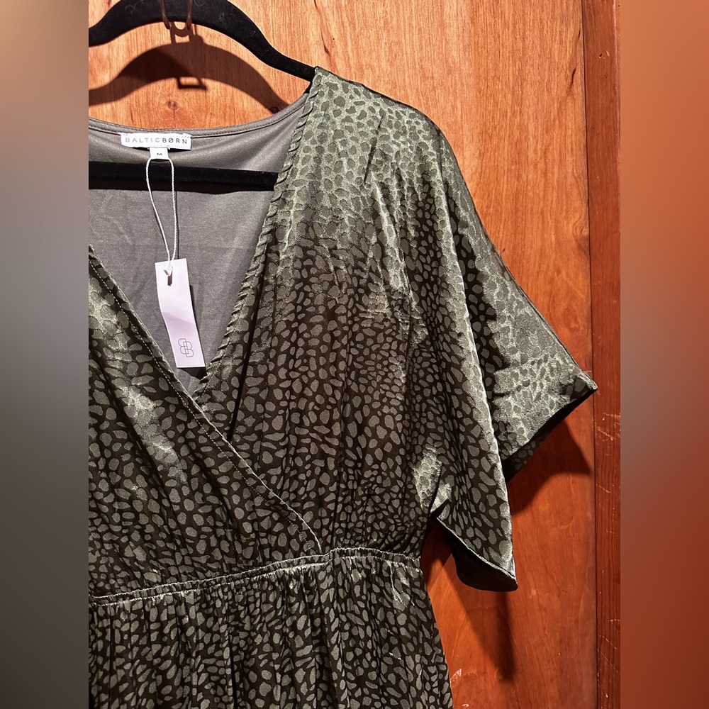 Olive Green Baltic Born Dress With Subtle Animal Print - Picture 8 of 11